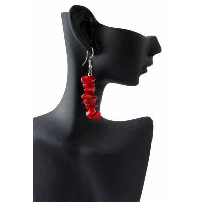 Red Coral Drop Earrings