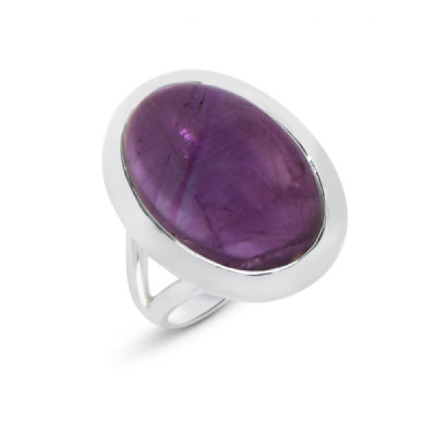 Amethyst,Silver 925,Cabochon Oval,Bague,Anneau