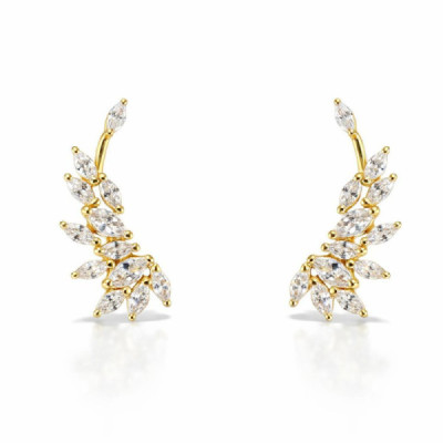 Earrings stud silver 925 gold-plated Zirconia