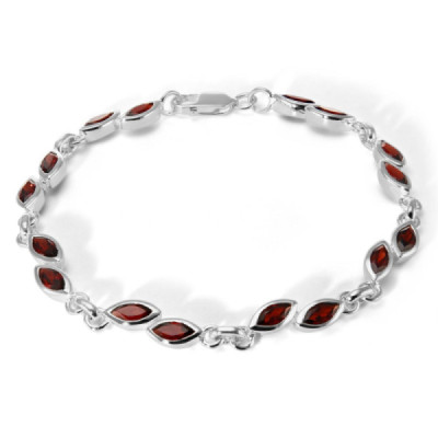 Bracelet Silver 925 Garnet Navette 6x3mm