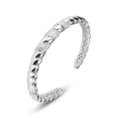 Bracelet Bangle Silver Rhodium-Plated Zirconia 8 4mm