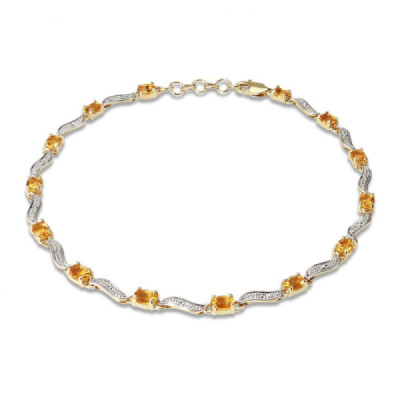 Bracelet in Yellow Gold 375 2 tons and Citrine