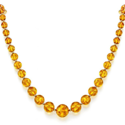 Necklace silver and ambre boules 5 a 12mm
