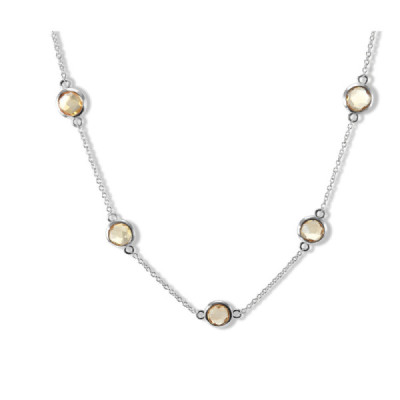 Necklace Silver Rhodium-Plated Citrine ronde