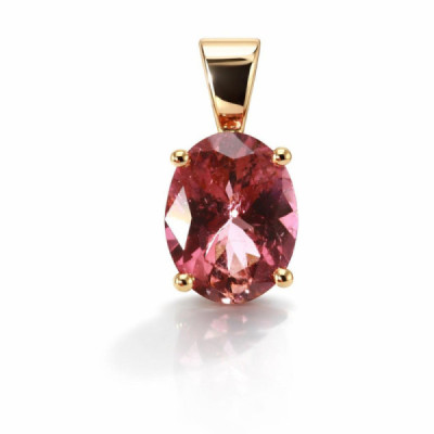 Pendant Yellow Gold 750 Tourmaline Rose Oval 10x8mm