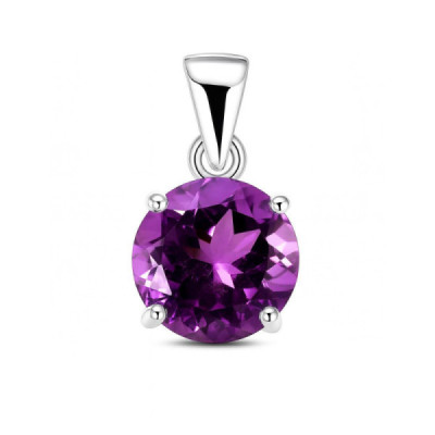 Pendant Silver 925 Amethyst Round 12mm