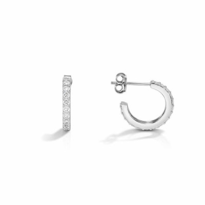Hoop Silver rhodium-plated oxydes zirconium 2x15mm