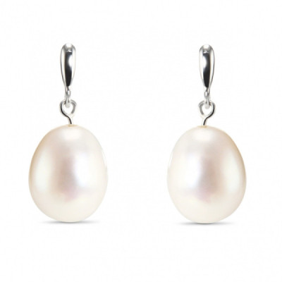 Earrings Drop Silver Cultured Pearl Baroque