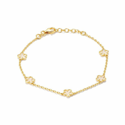 Bracelet Silver 925 gold-plated Flower mother-of-pearl