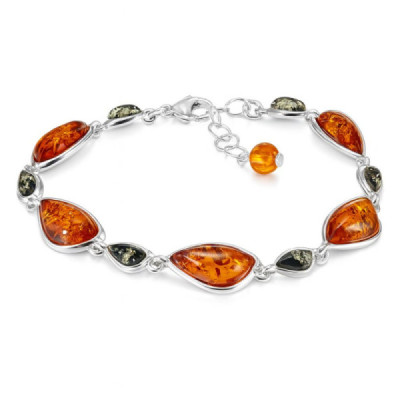 Bracelet silver and ambre 2 couleurs