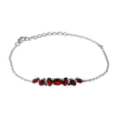 Bracelet Silver 925 Rhodium-Plated Garnet