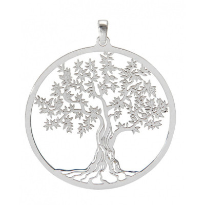 Pendant silver rhodium-plated arbre vie 40mm