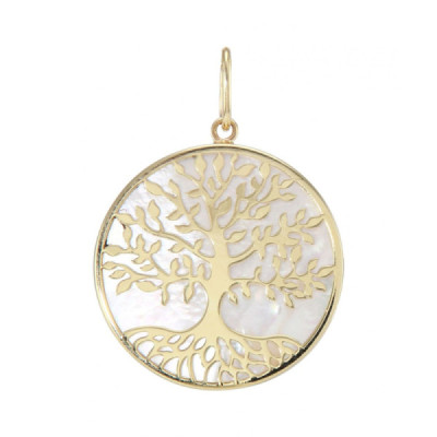 Pendant Tree of Life and Mother-of-Pearl 20mm Yellow Gold 375