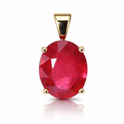 Pendant Yellow Gold 750 Ruby Traite ovale 12x10mm
